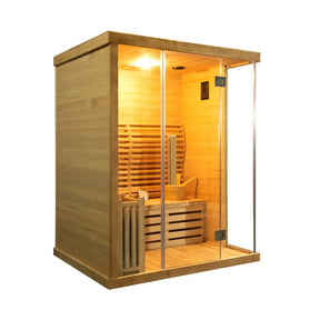 Luxury Steam Sauna Room For 3 Person Indoor Hemlock Wood Traditional Sauna